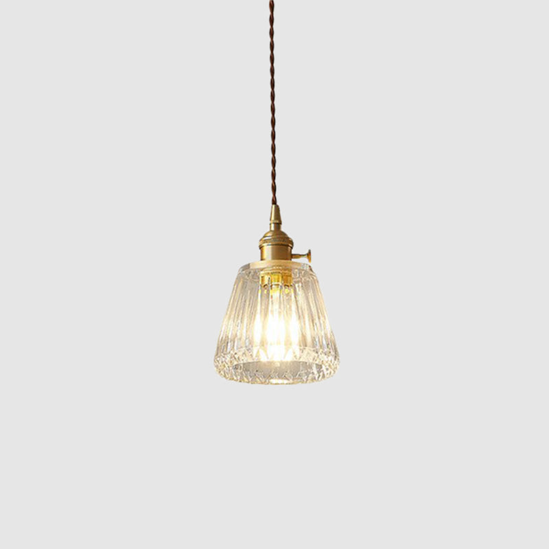 Lampe suspendue vintage en verre transparent : design conique moderne, idéale pour les restaurants - Luminaire suspendu à ampoule unique