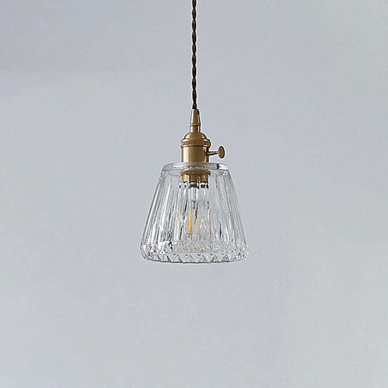 Lampe suspendue vintage en verre transparent : design conique moderne, idéale pour les restaurants - Luminaire suspendu à ampoule unique