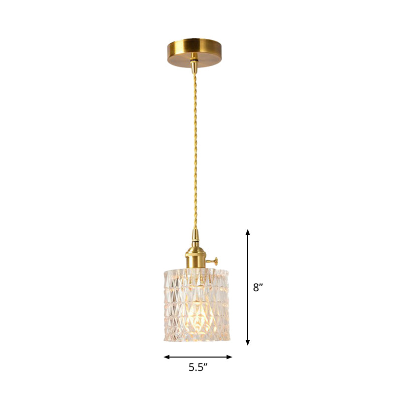 Luminaire suspendu antique en verre transparent pour salle à manger - Modèle suspendu à 1 lampe