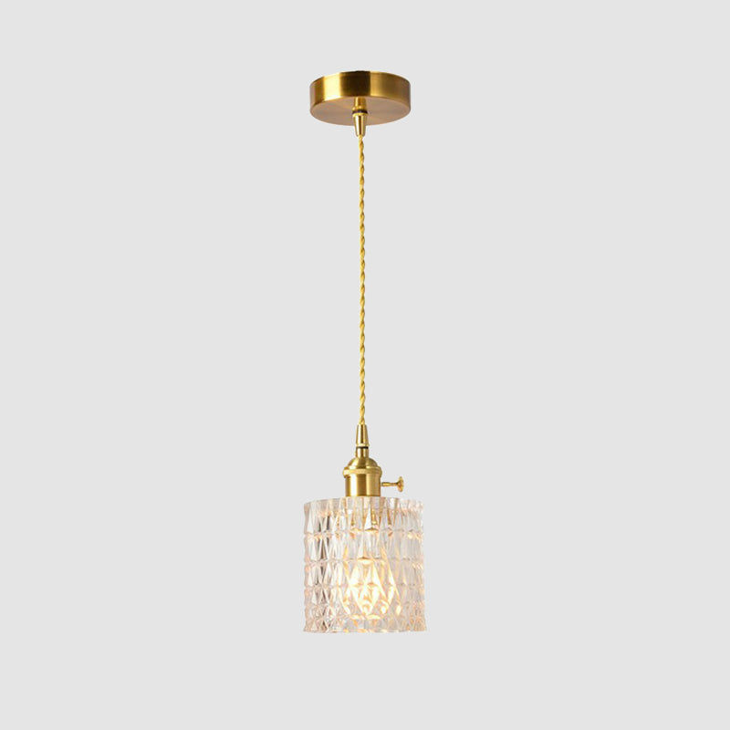 Luminaire suspendu antique en verre transparent pour salle à manger - Modèle suspendu à 1 lampe
