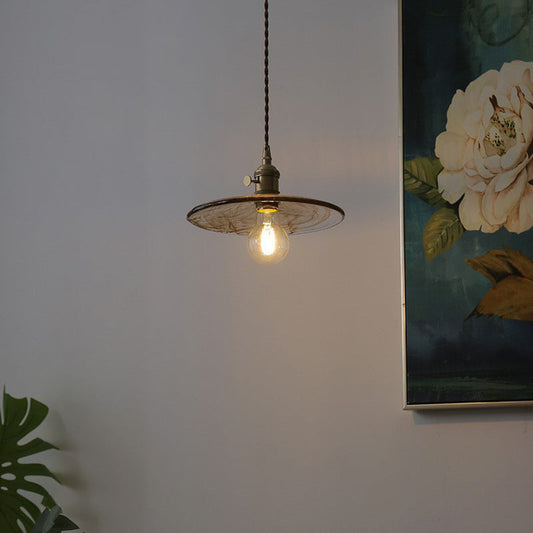 Lampe à suspension conique en verre cognac vintage - Éclairage de restaurant à ampoule unique