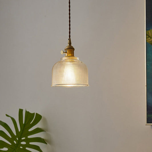 Suspension élégante en forme de cloche en verre transparent - Luminaire suspendu à 1 ampoule Simplicity pour salle à manger