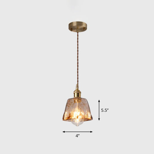Suspension antique abat-jour - Suspension en verre marron à 1 ampoule en laiton pour décoration de salle à manger