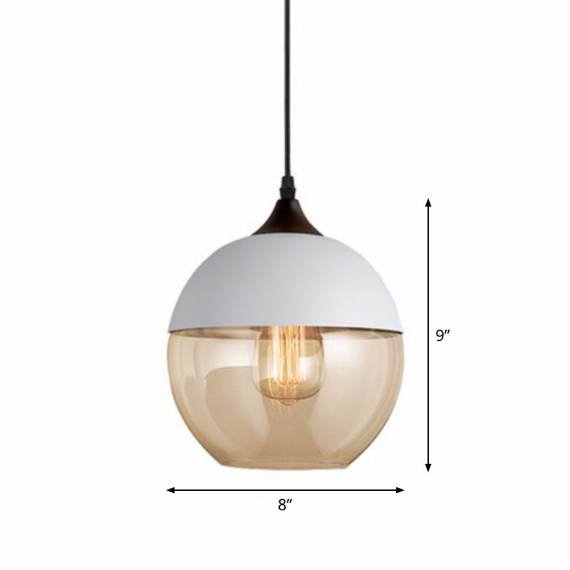 Vintage-Style Amber Glass Hanging Lamp - Single-Bulb Pendant For Dining Room Lighting White / A