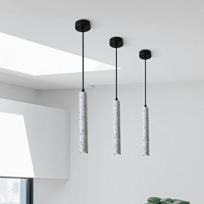 Suspension de salle à manger en terrazzo - Spot LED tubulaire minimaliste pour plafond suspendu