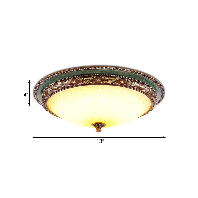 Green Flower Flush Mount LED Ceiling Light - Traditional Resin Design - Warm/White Light - 16"/19.5"/13.5" - For Living Room