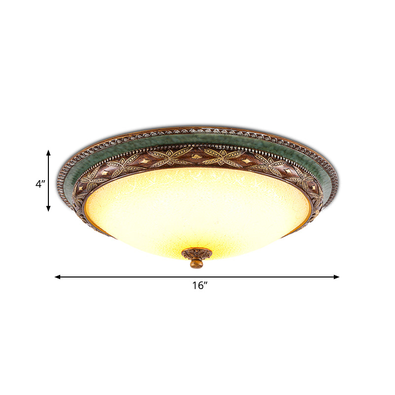 Green Flower Flush Mount LED Ceiling Light - Traditional Resin Design - Warm/White Light - 16"/19.5"/13.5" - For Living Room