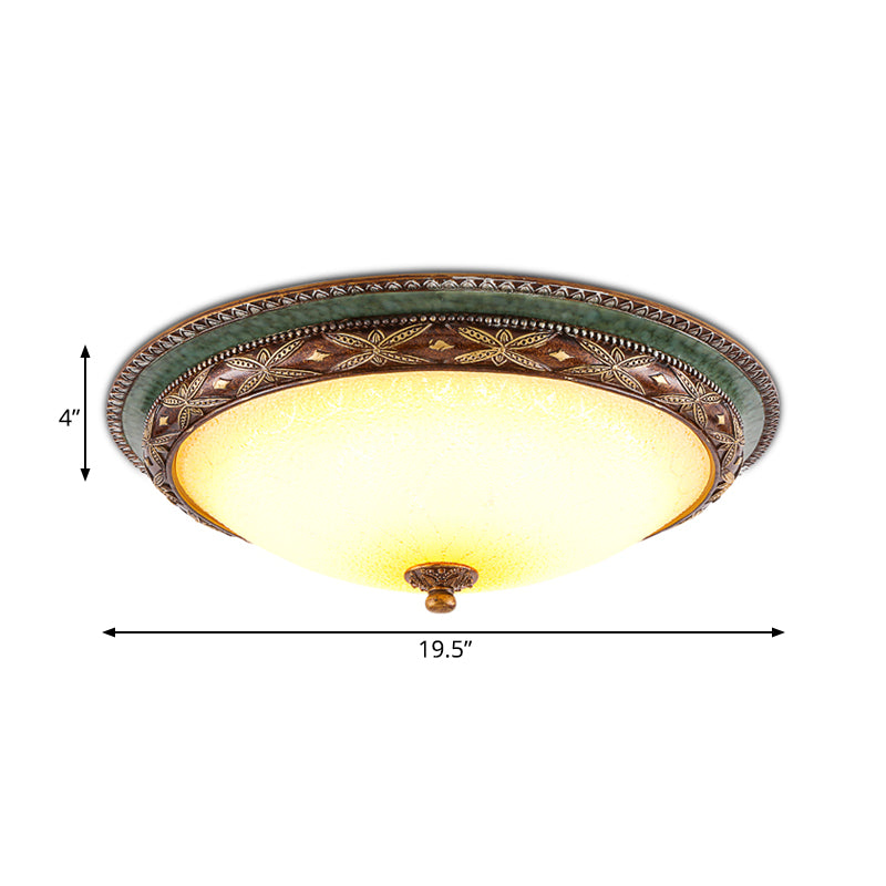 Green Flower Flush Mount LED Ceiling Light - Traditional Resin Design - Warm/White Light - 16"/19.5"/13.5" - For Living Room