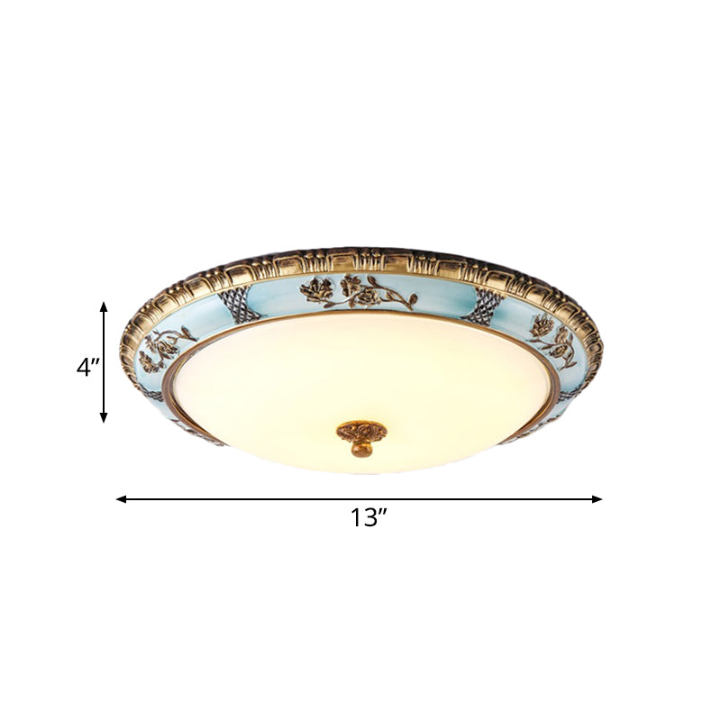 Blue LED Flushmount Lighting Traditional Resin Flower Ceiling Light for Corridor - 16"/19.5"/13.5" - Warm/White Light