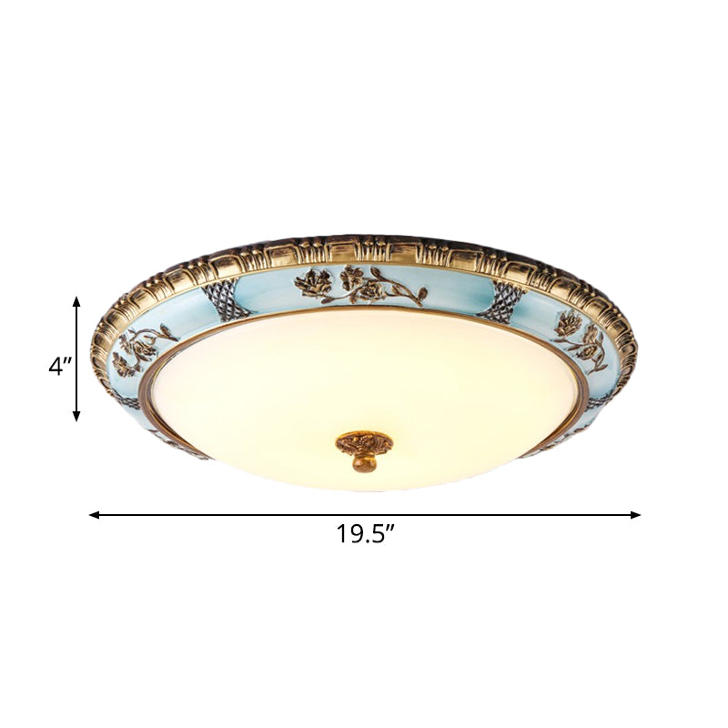 Blue LED Flushmount Lighting Traditional Resin Flower Ceiling Light for Corridor - 16"/19.5"/13.5" - Warm/White Light