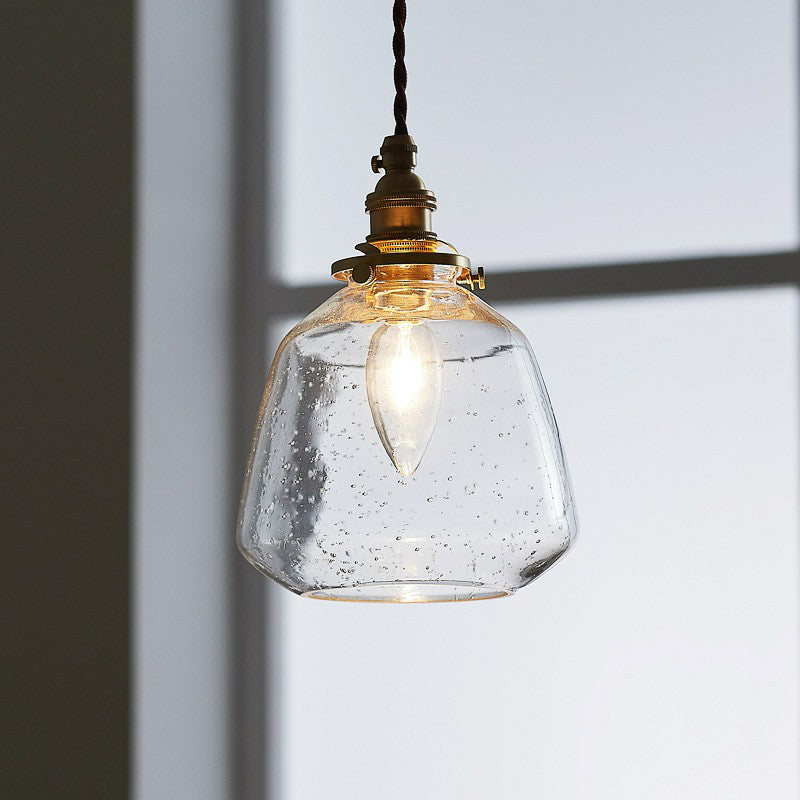 Vintage Glass Pendant Hanging Lamp - Single Bulb Restaurant Lighting
