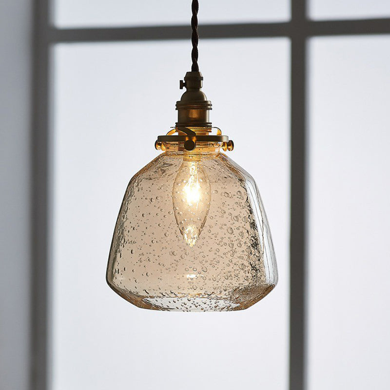 Vintage Glass Pendant Hanging Lamp - Single Bulb Restaurant Lighting