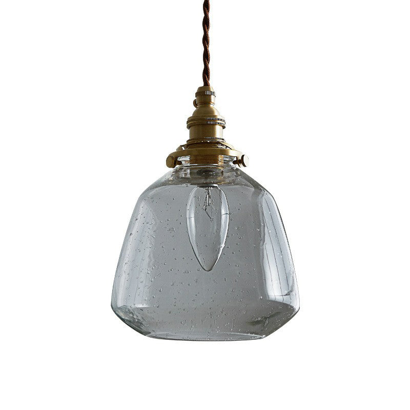 Vintage Glass Pendant Hanging Lamp - Single Bulb Restaurant Lighting