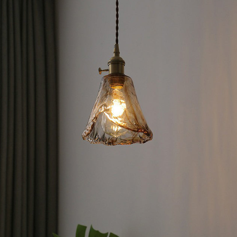 Vintage Cognac Glass Hanging Lamp Pendant for Dining Room Lighting
