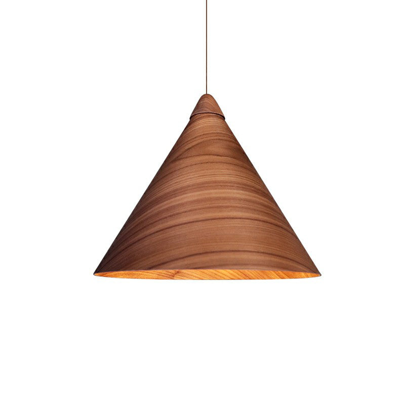 1-Head Minimalistic Wooden Conical Suspension Lamp For Dining Room Brown / Medium