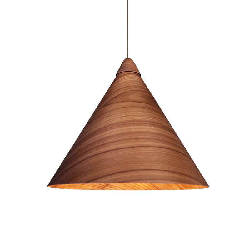 1-Head Minimalistic Wooden Conical Suspension Lamp For Dining Room Brown / Large