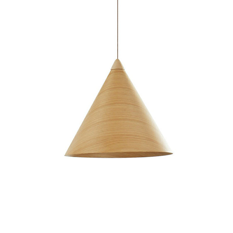 1-Head Minimalistic Wooden Conical Suspension Lamp For Dining Room Wood / Small