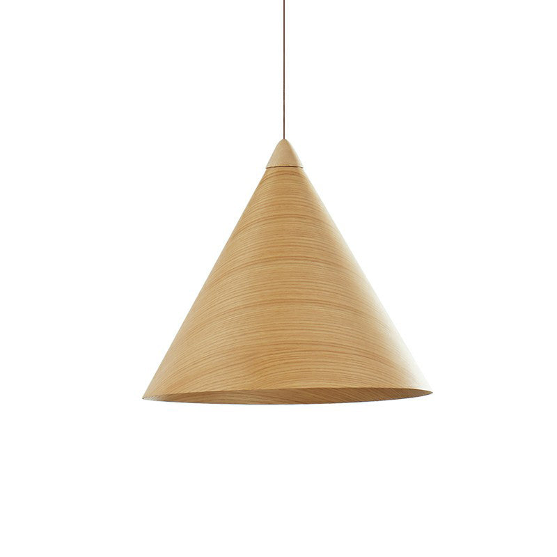 1-Head Minimalistic Wooden Conical Suspension Lamp For Dining Room Wood / Medium
