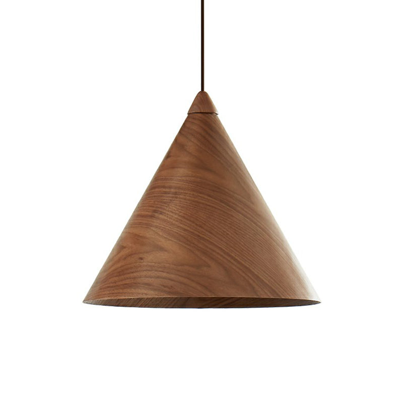 1-Head Minimalistic Wooden Conical Suspension Lamp For Dining Room