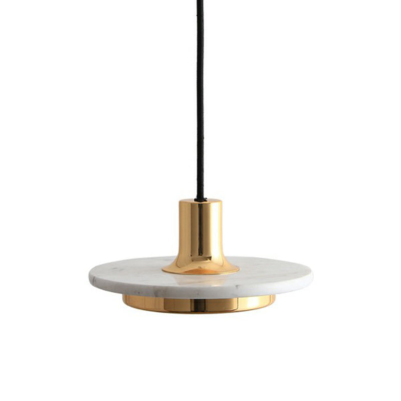 Marble LED Pendant Light for Restaurants with Modern Pot-Lid Design and 1 Bulb