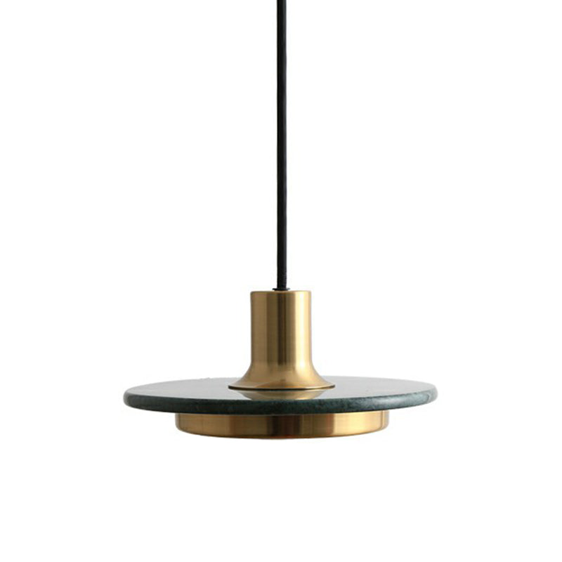 Marble LED Pendant Light for Restaurants with Modern Pot-Lid Design and 1 Bulb