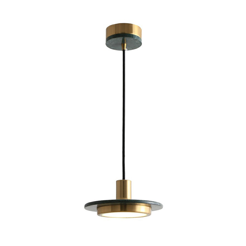 Marble LED Pendant Light for Restaurants with Modern Pot-Lid Design and 1 Bulb