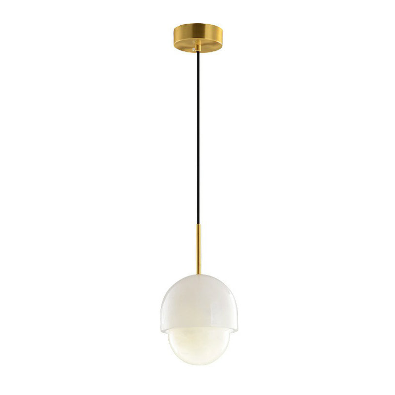 Minimalist 1-Light White Pendant Lighting Kit for Bedroom - Small Size