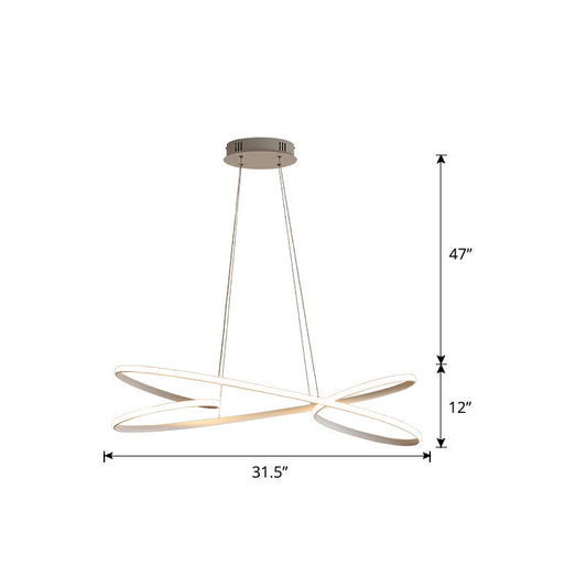 Aluminum Twist LED Pendant Chandelier: Artistic Hanging Lamp for Dining Table