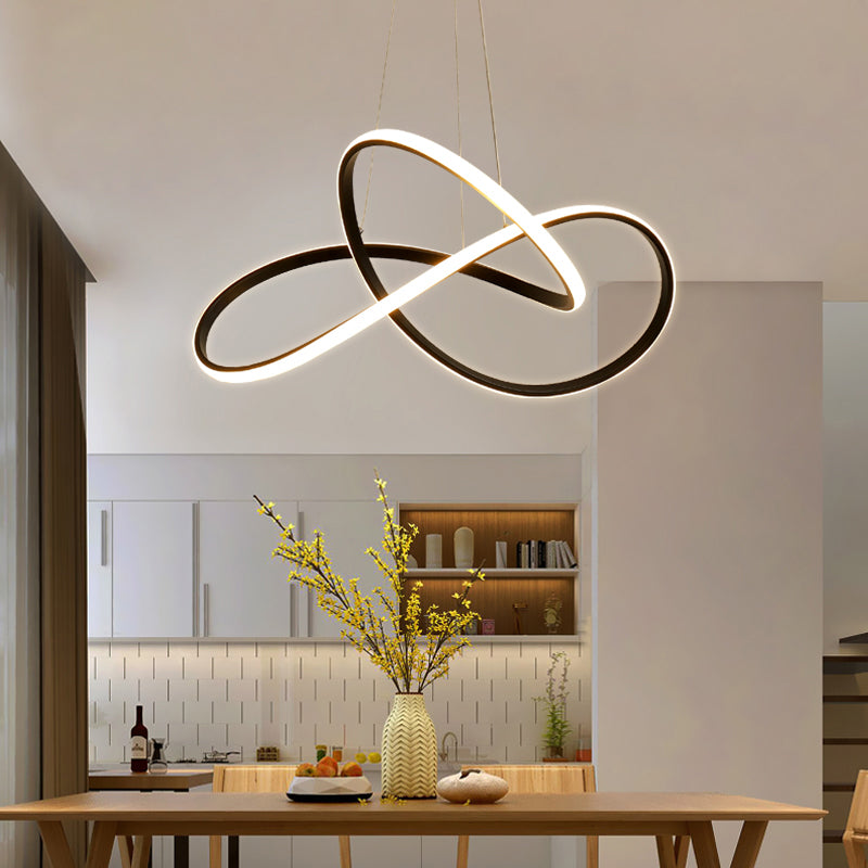 Lustre LED noir moderne avec abat-jour en acrylique - Luminaire suspendu minimaliste