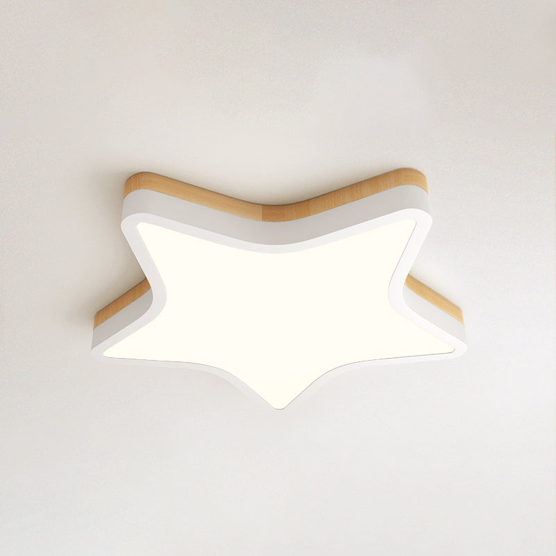 Kids Star LED Ceiling Lamp in Yellow-White - Acrylic Flush Mount Fixture for Bedrooms