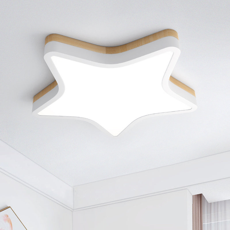 Kids Star LED Ceiling Lamp in Yellow-White - Acrylic Flush Mount Fixture for Bedrooms