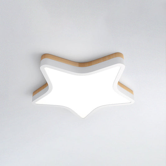 Kids Star LED Ceiling Lamp in Yellow-White - Acrylic Flush Mount Fixture for Bedrooms