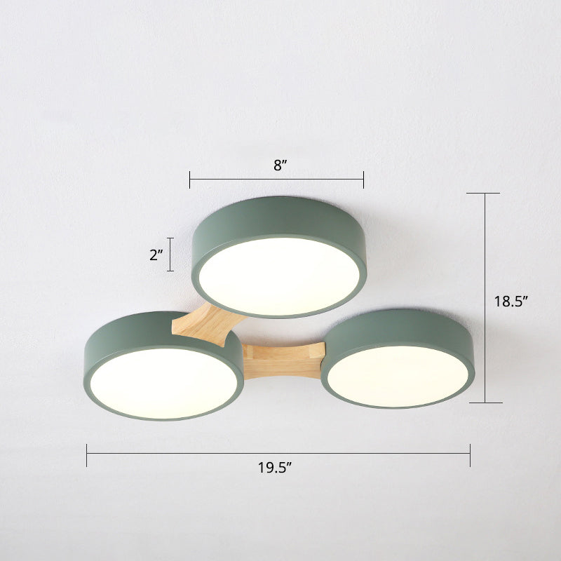 Macaron Round Flush LED Ceiling Mount Light - Creative Acrylic Lamp for Living Room