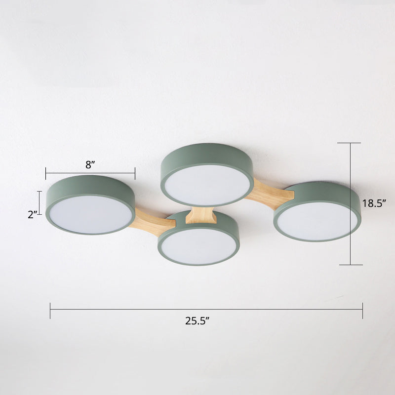 Macaron Round Flush LED Ceiling Mount Light - Creative Acrylic Lamp for Living Room