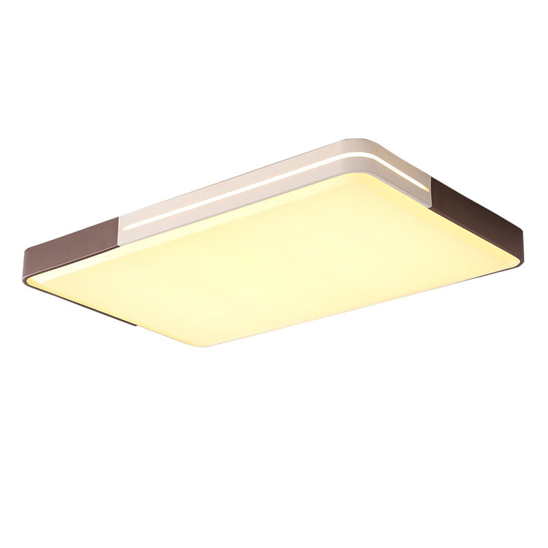 Modern White LED Flush Mount Ceiling Light for Living Room – Square/Rectangular Acrylic Shade, 19"/38" Wide