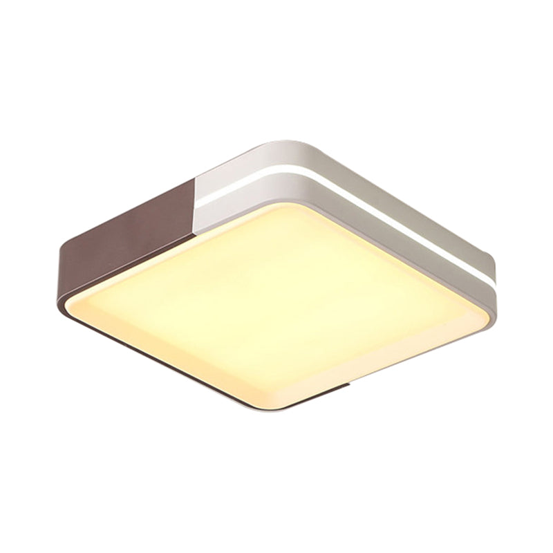 Modern White LED Flush Mount Ceiling Light for Living Room – Square/Rectangular Acrylic Shade, 19"/38" Wide