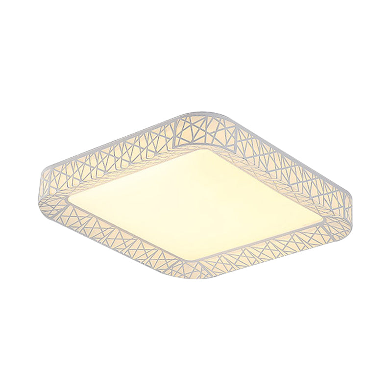 Modernist LED Acrylic Flush Mount Lamp - Square/Rectangular White Ceiling Light with Frosted Diffuser, 19.5"/25"/35.5" Wide