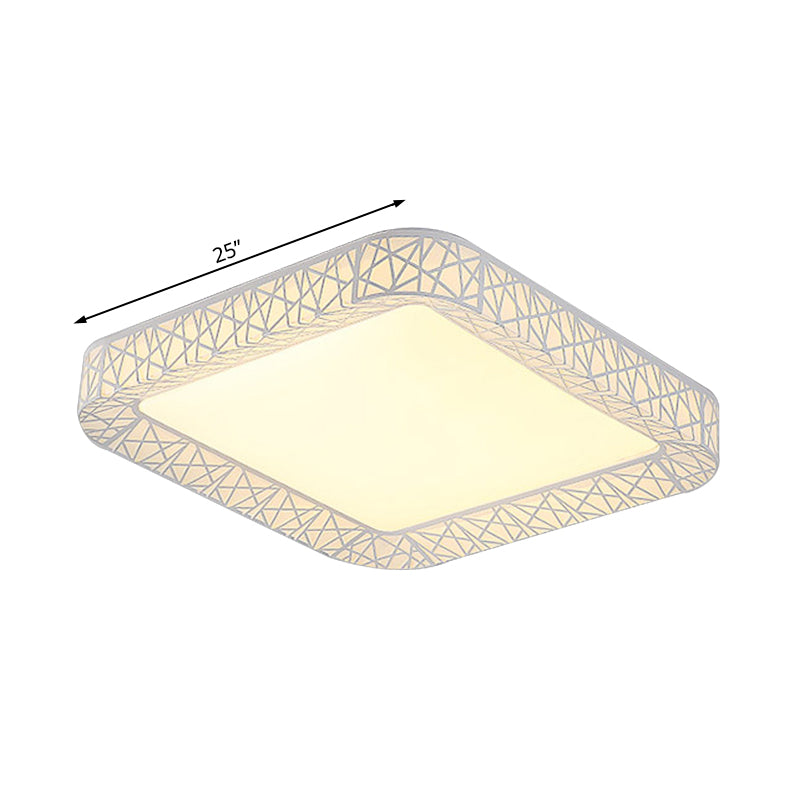 Modernist LED Acrylic Flush Mount Lamp - Square/Rectangular White Ceiling Light with Frosted Diffuser, 19.5"/25"/35.5" Wide