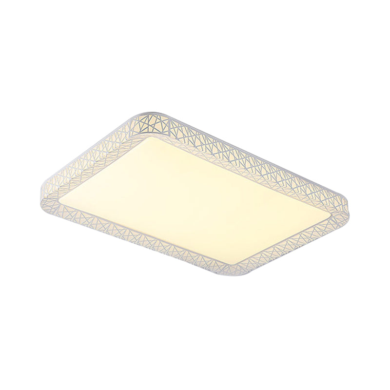 Modernist LED Acrylic Flush Mount Lamp - Square/Rectangular White Ceiling Light with Frosted Diffuser, 19.5"/25"/35.5" Wide