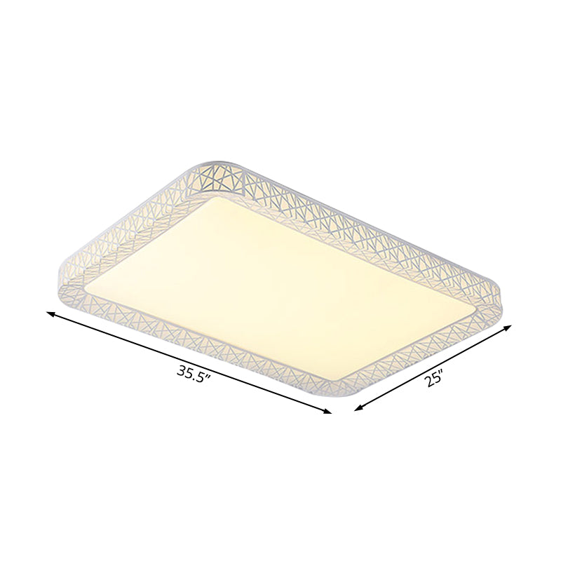 Modernist LED Acrylic Flush Mount Lamp - Square/Rectangular White Ceiling Light with Frosted Diffuser, 19.5"/25"/35.5" Wide