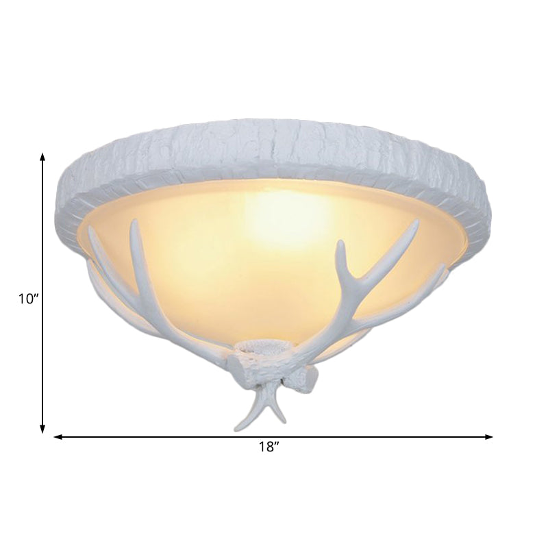 Lampe à poser en verre dépoli de style campagnard avec motif élan - 3 lumières en blanc