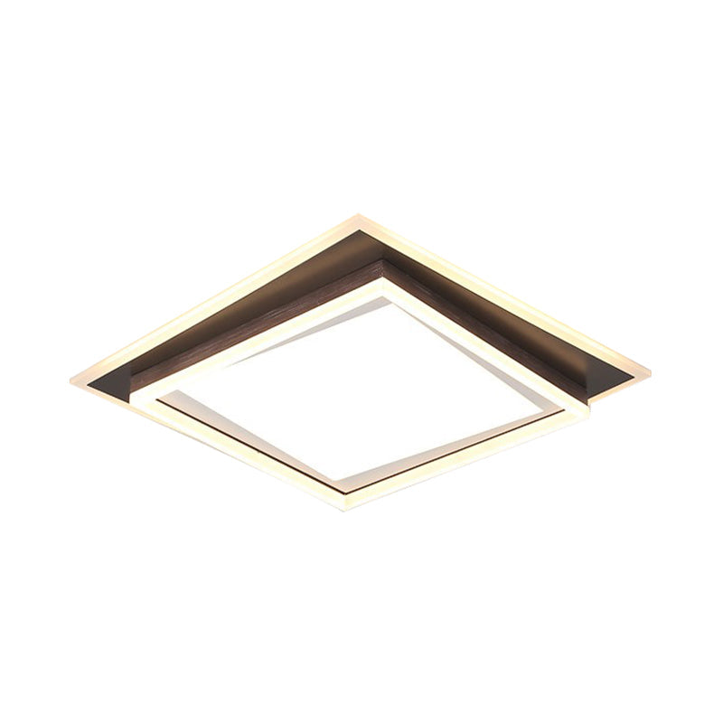 Modern Metal LED Flush Mount Ceiling Lamp with Recessed Diffuser - Square/Rectangular, White/Warm Light (16"/19.5"/35.5" Wide)