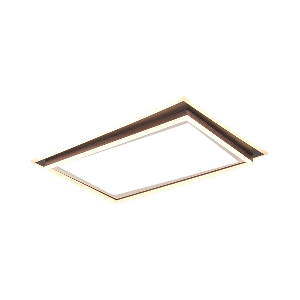 Modern Metal LED Flush Mount Ceiling Lamp with Recessed Diffuser - Square/Rectangular, White/Warm Light (16"/19.5"/35.5" Wide)