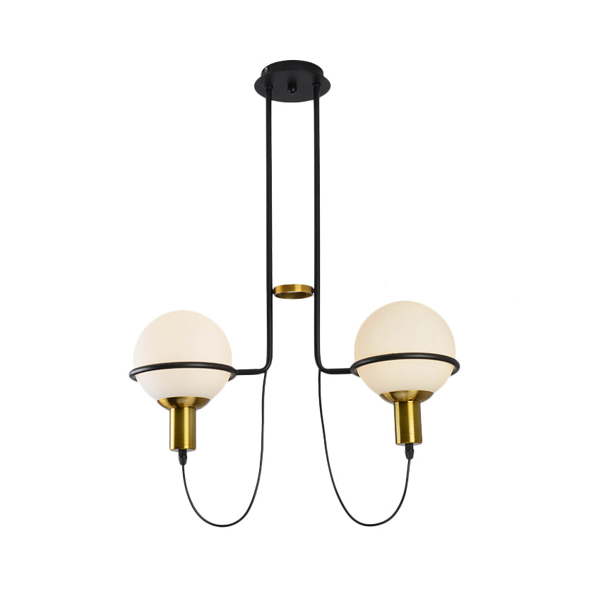 Lustre suspendu contemporain doré à 2/4 lumières avec abat-jour en verre transparent