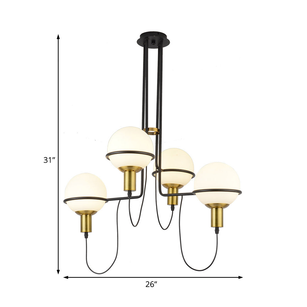 Lustre suspendu contemporain doré à 2/4 lumières avec abat-jour en verre transparent
