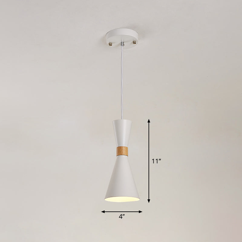 Nordic Metallic Hourglass Pendant Light - Stylish 1-Light Bedside Hanging Ceiling Fixture