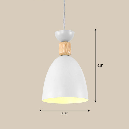 Metal Nordic-Style Down Lighting Pendant For Bell Dining Room With Single Bulb White