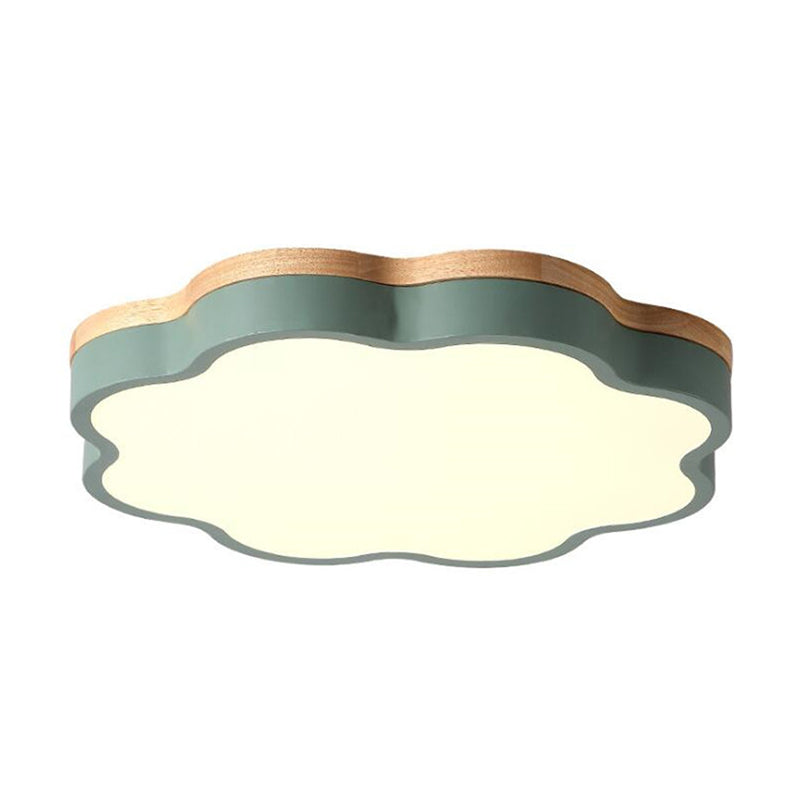 Green & Wood Floral LED Ceiling Lamp for Bedroom - Simple & Sleek