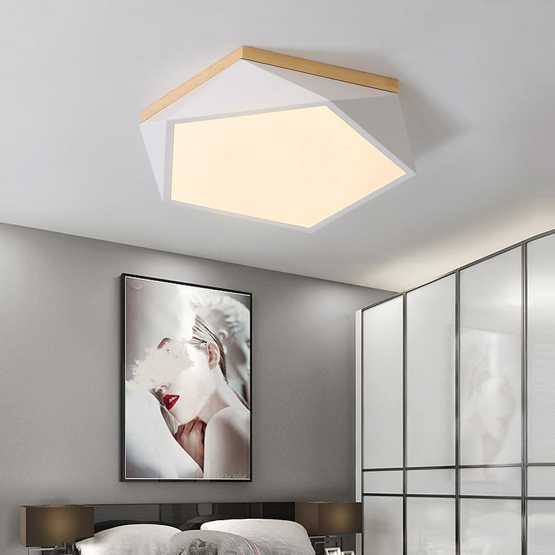 Modern Nordic Geometric LED Ceiling Light with Acrylic Diffuser - Metal Bedroom Flush Mount Fixture