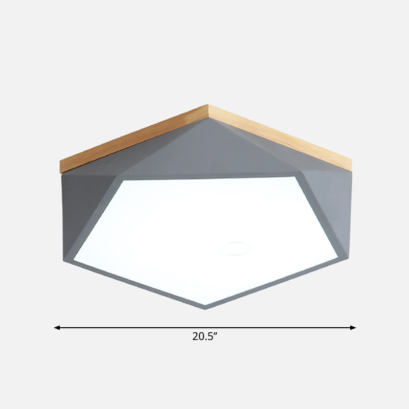 Modern Nordic Geometric LED Ceiling Light with Acrylic Diffuser - Metal Bedroom Flush Mount Fixture